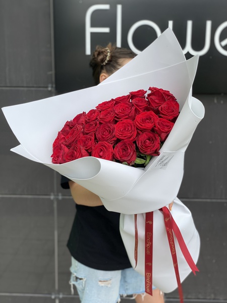 Букет «Пылкое сердце» 25 роз